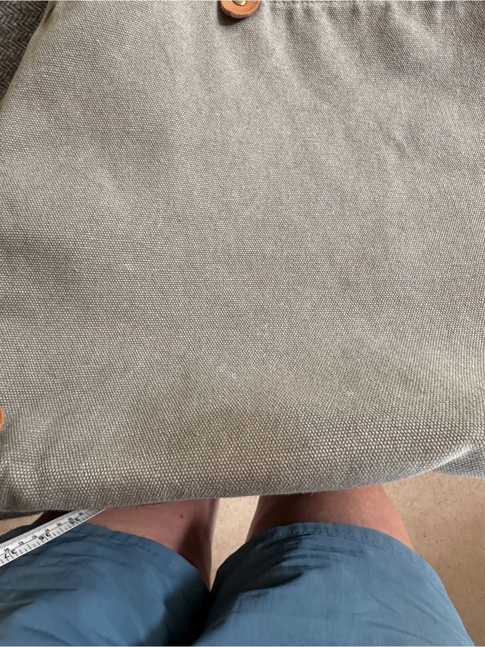 Buajibaja Canvas Tote Bag with Leather Handles - Gray